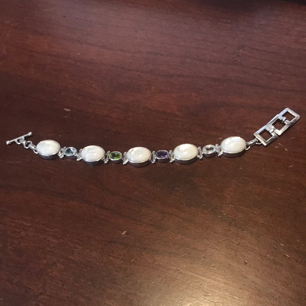 Ross Simons Sterling Mother of Pearl Gem Bracelet